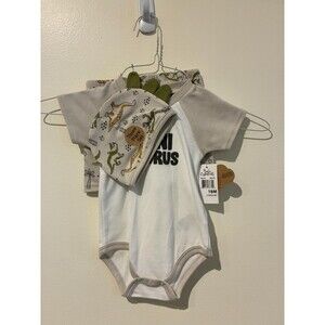 NWT Baby Essentials‎ Tan 3-Piece Dinosaur Outfit - 18M